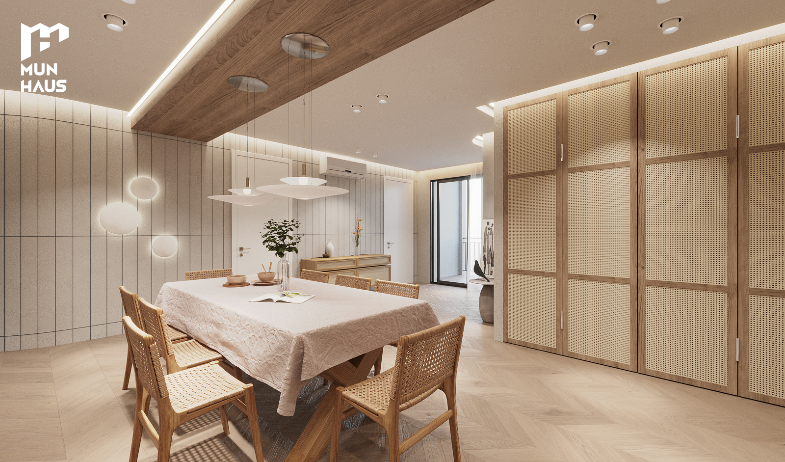 Thiết kế bàn ăn chung cư phong cách hiện đại Nhật Bản