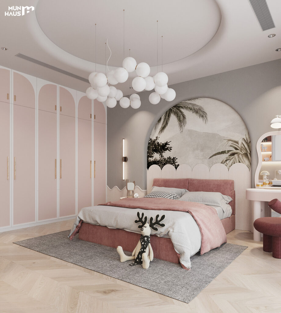 Phòng ngủ màu hồng con gái