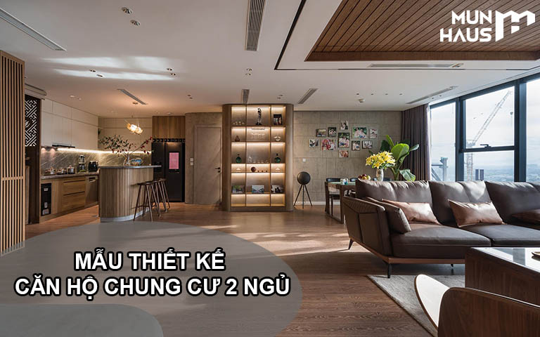 Mẫu thiết kế nội thất căn hộ chung cư 2 phòng ngủ 70m2