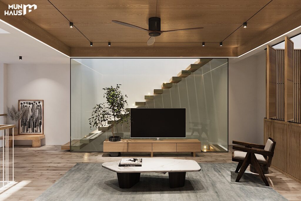 
Phòng khách thiết kế hiện đại tối giản
