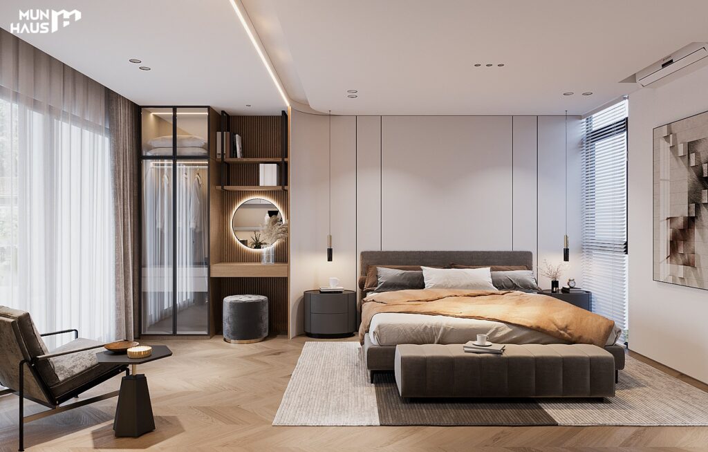  Thiết kế nội thất căn hộ 70m2 với phòng ngủ master rộng
