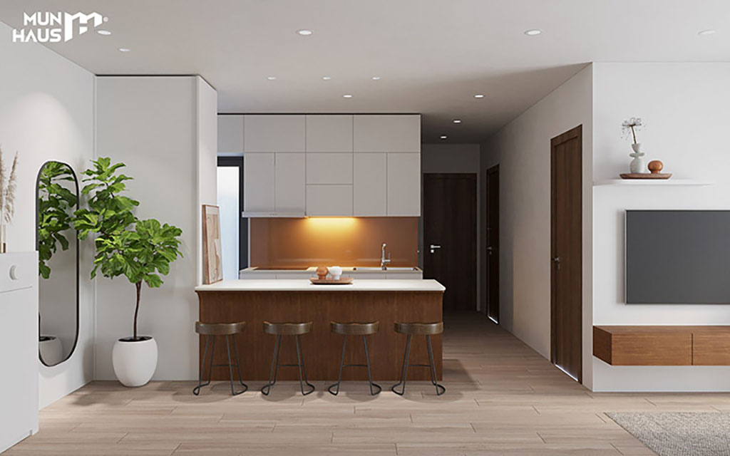 Thiết kế phòng ăn liền phòng khách thường thấy trong chung cư