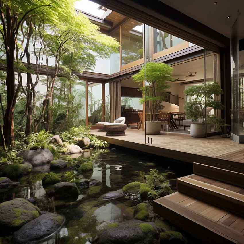 Sử dụng hồ nước khi thiết kế vườn Nhật
